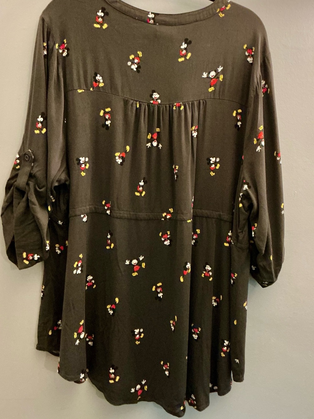Disney Mickey Mouse Zip Front Tunic Blouse Torrid Size 3/3X Plus Drawstring - Picture 2 of 7